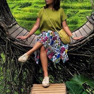 CAROL LITTLE Petites Print Vintage Skirt with Pockets